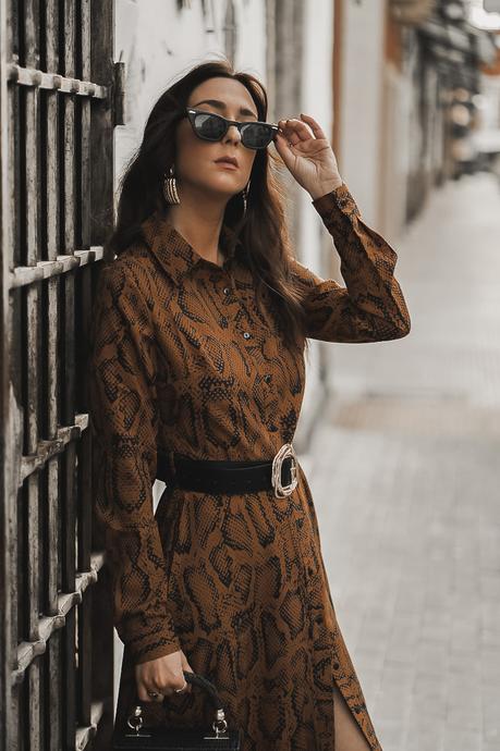 SNAKE PRINT MIDI DRESS - Cómo combinar animal print