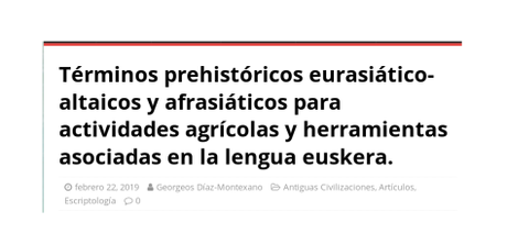 Términos prehistóricos eurasiático-altaicos y afrasiáticos para actividades agrícolas y herramientas asociadas en la lengua euskera.