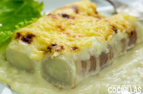Receta de puerros con bacon gratinados al horno Receta de puerros con bacon gratinados al horno