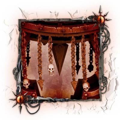 Cráneos colgado de cadenas en el Daemon Engine