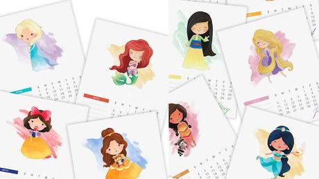Calendario de las Princesas Disney para imprimir a tus peques