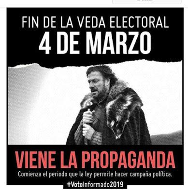 Fin de la veda electoral 4 de marzo de 2019