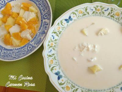 GAZPACHUELO DE BACALAO, PAPAS Y NARANJA