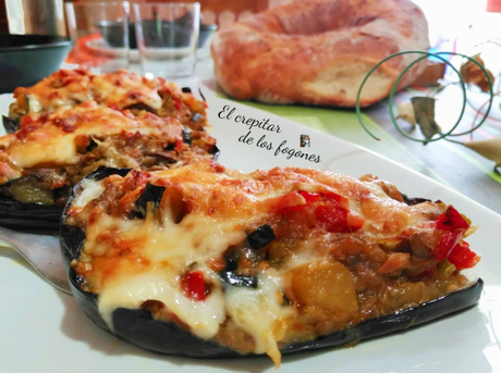 BERENJENAS RELLENAS DE PISTO Y ATÚN