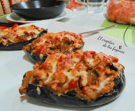 BERENJENAS RELLENAS DE PISTO Y ATÚN