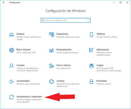 Ir a Actualización y seguridad