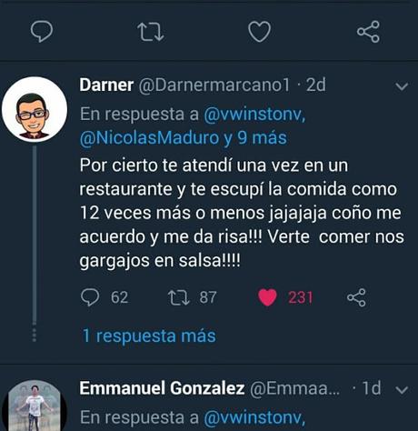#Venezuela: “Te escupí la comida”: La respuesta épica que recibió Winston Vallenilla (@vwistonv)
