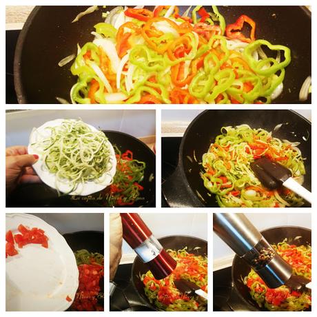 Calamares en wok  con pisto