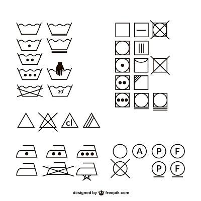 Iconos etiquetas de lavado, secado y planchado Iconos etiquetas de lavado, secado y planchado