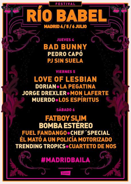 Río Babel 2019 cierra cartel con Love of Lesbian, Jorge Drexler, Bomba Estéreo, Fuel Fandango, Bad Bunny...