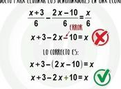 Errores clásicos álgebra: menos delante fracción quitar denominadores