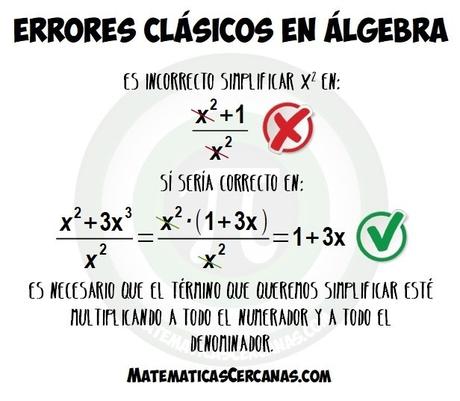 Errores clásicos en álgebra: Simplificar términos en una fracción