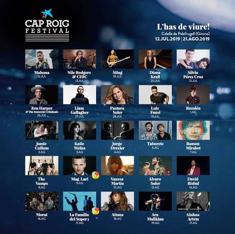 Cap Roig 2019: Sting, Liam Gallagher, Ben Harper, Jorge Drexler, Ara Malikian, The Vamps, Jamie Cullum...