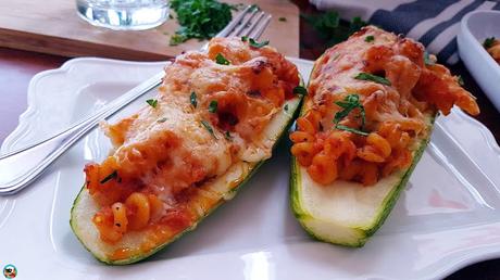 Calabacinos rellenos de macarrones