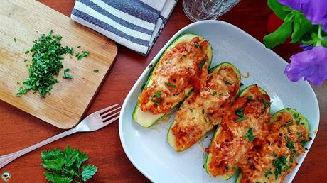 Calabacinos rellenos de macarrones Calabacinos rellenos de macarrones