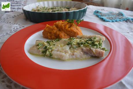 Faneca con Ajo, Perejil y Puré de Boniatos