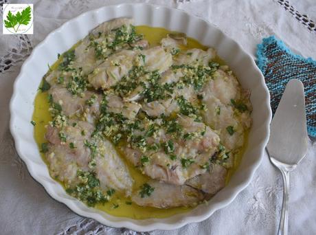 Faneca con Ajo, Perejil y Puré de Boniatos