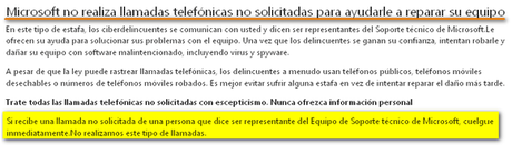 Llamada fraudulenta de Microsoft