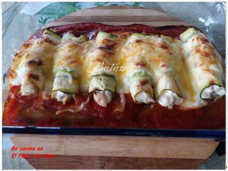 Canelones de calabacín y merluza Canelones de calabacín y merluza