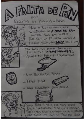 Comic-Receta: Rollitos de pollo con pasas