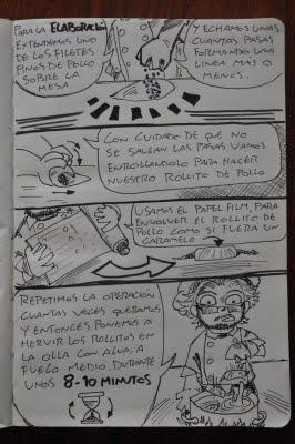 Comic-Receta: Rollitos de pollo con pasas