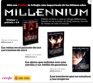 La trilogía MILLENIUM con el periódico PUBLICO