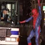 'The Amazing Spider-Man' in costume swinging in to action in NYC