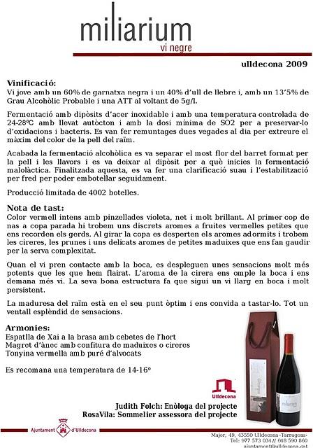 MILIARIUM - Ajuntament Uldecona ( Tarragona) //  ( FIRA DE VINS DE TORRELLES DE LLOBREGAT)