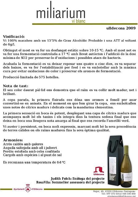 MILIARIUM - Ajuntament Uldecona ( Tarragona) //  ( FIRA DE VINS DE TORRELLES DE LLOBREGAT)