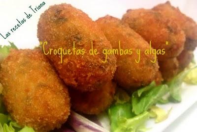 Croquetas con gambas y algas 