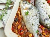 Dorada horno verduras almendras