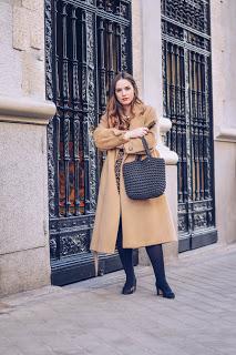 Camel coat, leopard and pearls