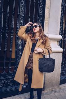 Camel coat, leopard and pearls