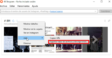Descargar todas las imágenes de Instagram por usuario, hashtag y geolocalización