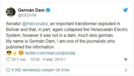 Marco Rubio afirma que el apagón en Venezuela fue causado por la explosión en un “dique alemán” (que no existe) Marco Rubio afirma que el apagón en Venezuela fue causado por la explosión en un “dique alemán” (que no existe)