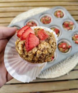 Muffins de avena con fresas