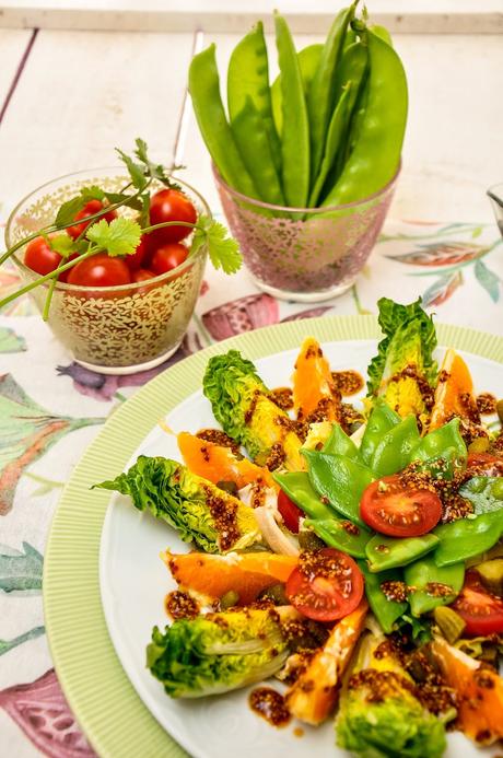 ENSALADA CON TIRABEQUES Y SALSA DE MOSTAZA