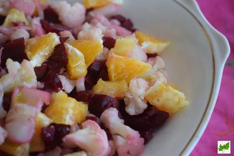 Ensalada de Coliflor, Remolacha y Naranja