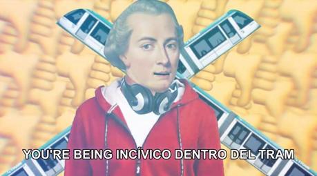 Esta campaña presenta al filósofo Kant a ritmo de trap para promover valores cívicos en el transporte público