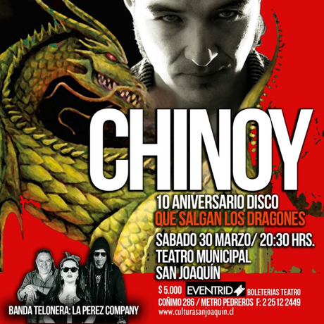 Chinoy celebra 10 años de disco “Que Salgan Los Dragones” el 30 de marzo en el Teatro San Joaquín