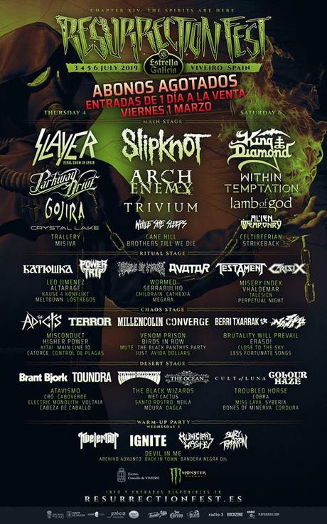 CARTEL FINAL POR DÍAS DEL RESURRECTION FEST 2019