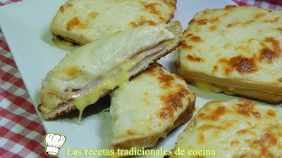 Receta fácil de sandwich con salsa bechamel y gratinados con queso