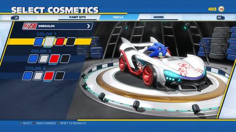 El sistema de personalización de Team Sonic Racing a escena
