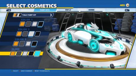 El sistema de personalización de Team Sonic Racing a escena