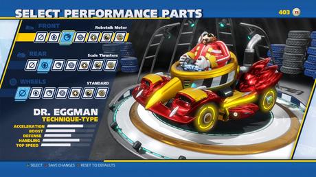 El sistema de personalización de Team Sonic Racing a escena