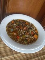 Lentejas con verduras y arroz integral