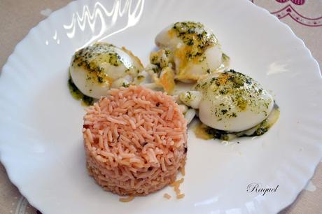Arroz rosa con sepia a la plancha