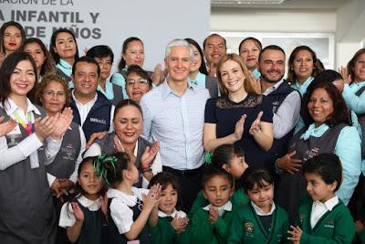 ENTREGAN ALFREDO DEL MAZO Y FERNANDA CASTILLO ESTANCIA INFANTIL Y EL JARDÍN DE NIÑOS “ISABEL DE CASTILLA” EN TOLUCA