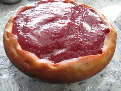 Cubrir con la mermelada Triple cheescake olla GM