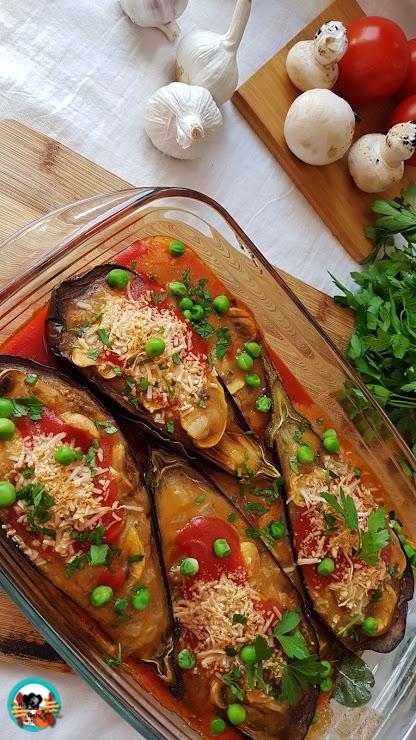 Berenjenas rellenas de champiñones